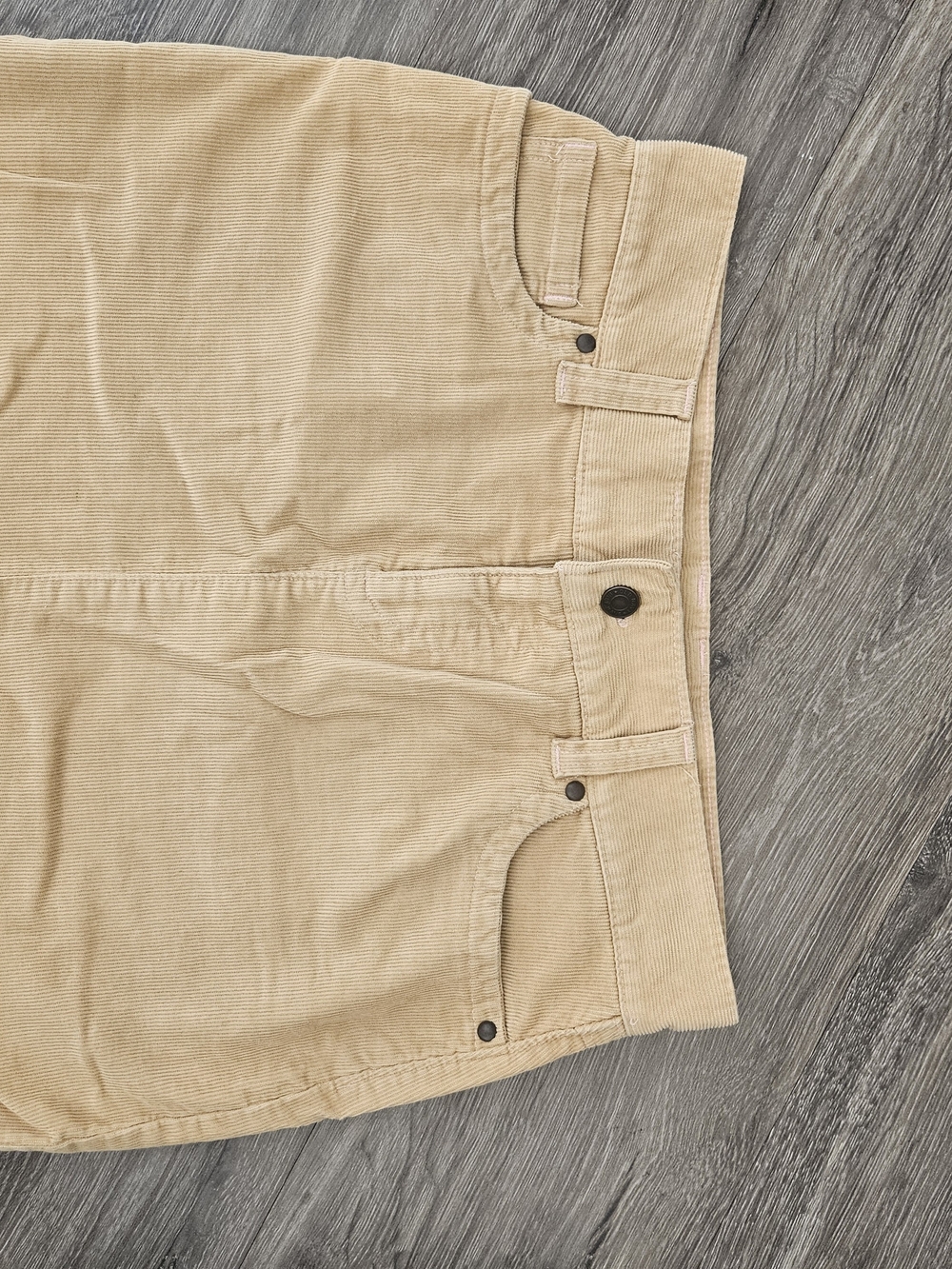 Katherine Barclay Beige Corduroy Mini Skirt